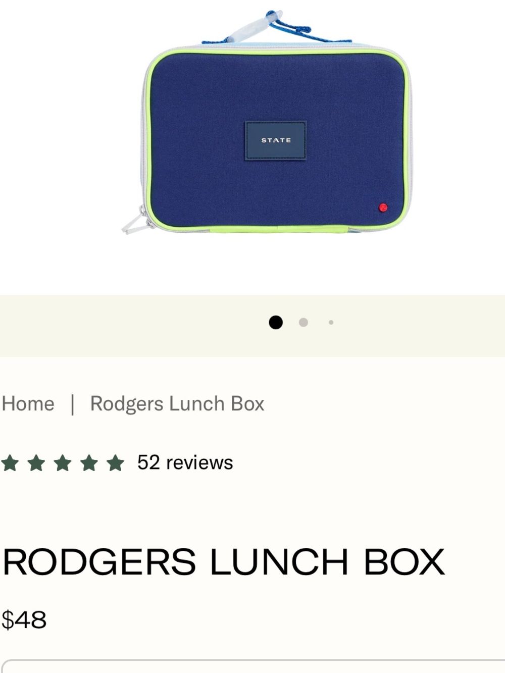 STATE Rodgers Lunch Box - Navy and Light Blue with Lime Trim